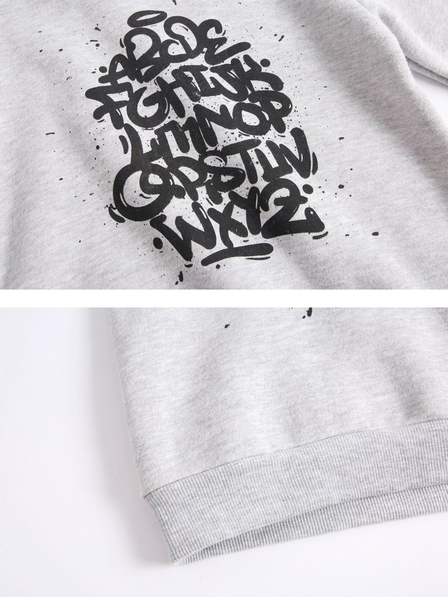 Trendy Graffiti Boys & Girls Long Sleeve Cotton Sweatshirt - Cool Patterned Pullover for Kids - Perfect for School, Playdates & Streetwear Fashion