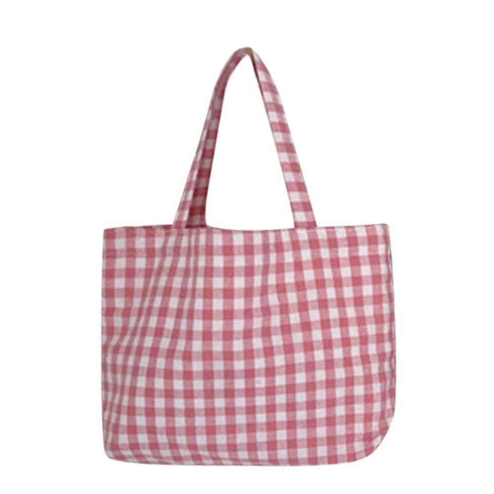 Stylish Women's Plaid Tote Bag - Reusable Shopping & Picnic Lunch Bag for Groceries, Beach, Work & Daily Use | Portable Cloth Handbag with Zipper Pocket