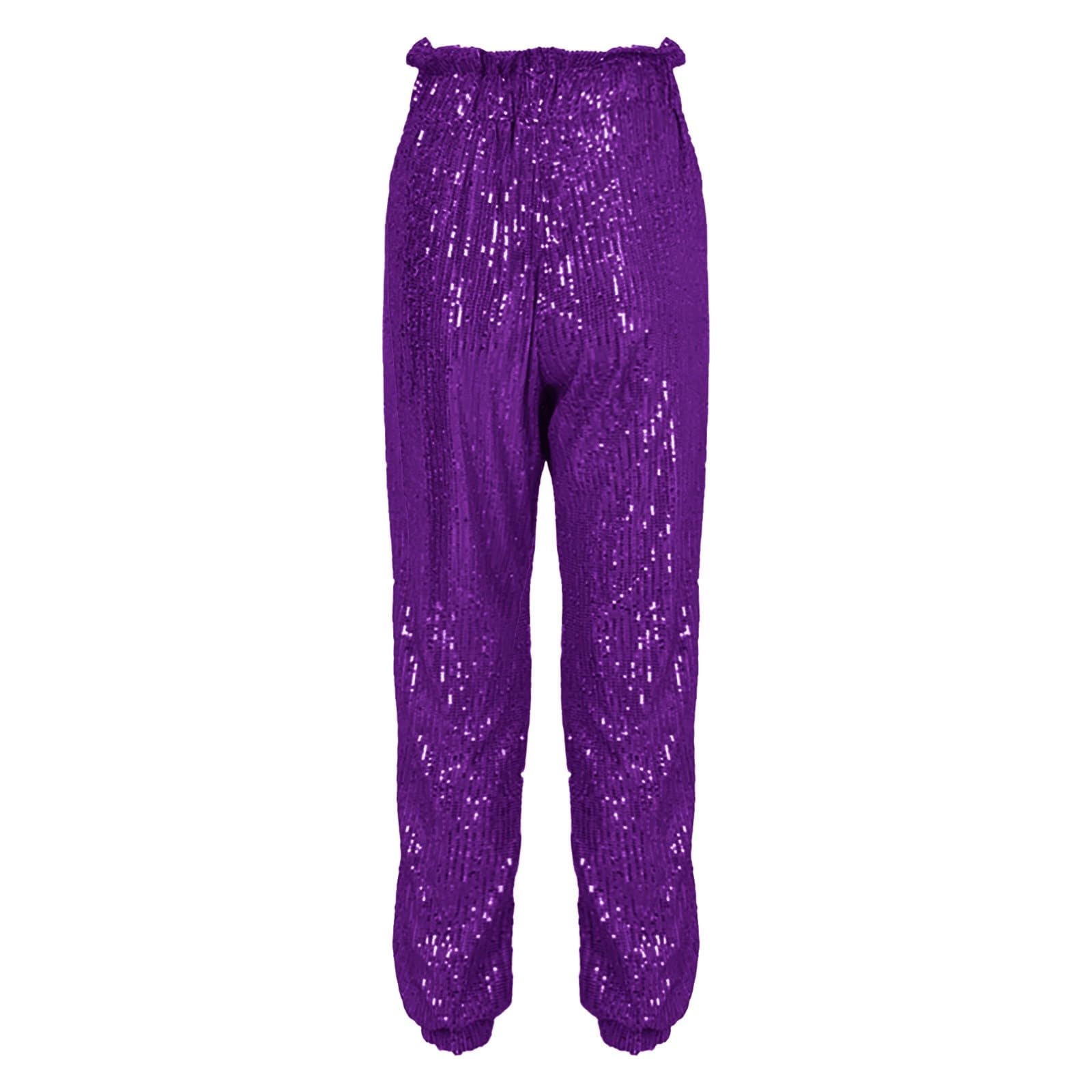 Sparkle Pants for Women - Sequin Glitter Pencil Pants with Drawstring Waist | Shiny Party Pants for Evening Events, Night Out & Special Occasions