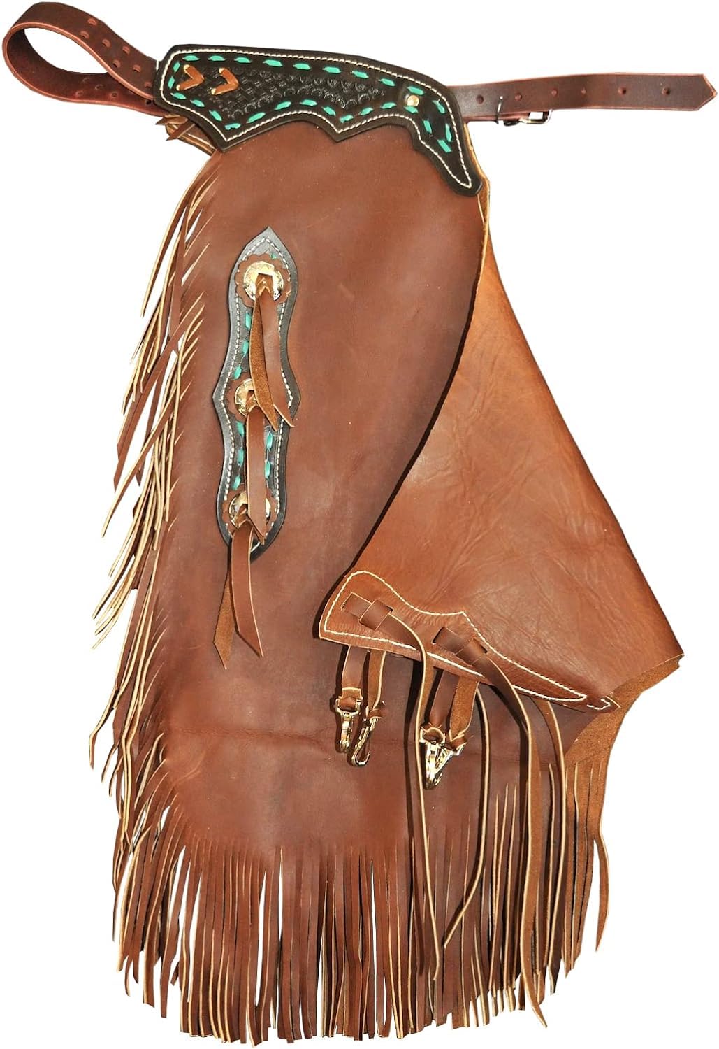 Handmade Custom Leather Western Chinks Chaps for Men, Women & Kids - Tooled Brown Design - Perfect for Rodeo, Horseback Riding & Cowboy Fashion