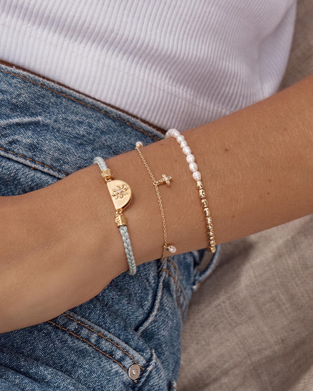 18K Gold Vermeil Lotus Blue Silk Cord Bracelet - Elegant Adjustable Bangle for Women, Perfect for Gifts, Weddings & Everyday Wear