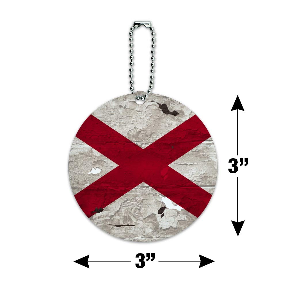 Vintage Distressed Alabama Flag Round Luggage Tag - Personalized ID Card for Suitcases & Carry-On Bags | Perfect for Travel, Vacation & Business Trips