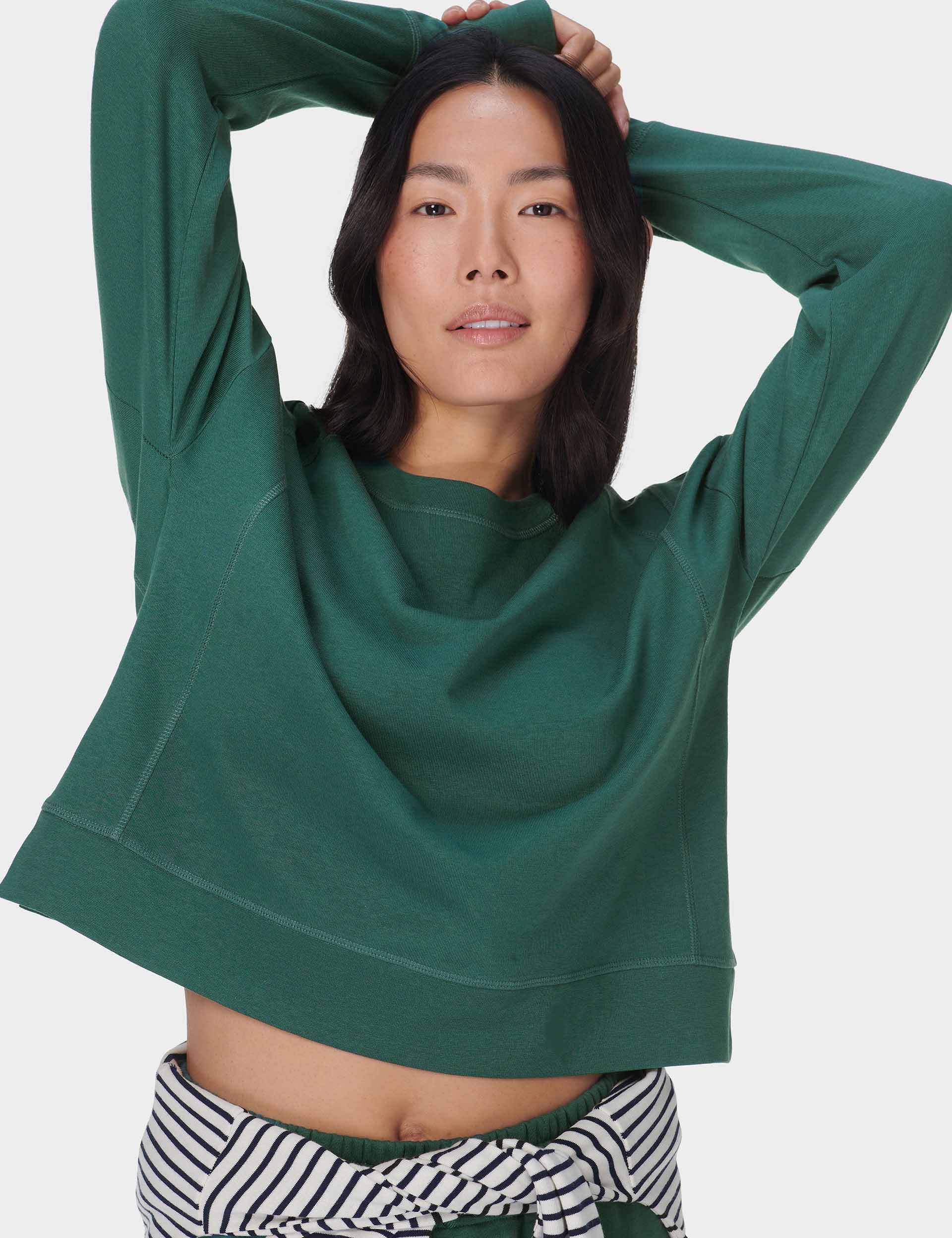 After Class Crop Sweatshirt for Women - Glade Green Oversized Pullover | Casual Streetwear, Loungewear & College Outfits