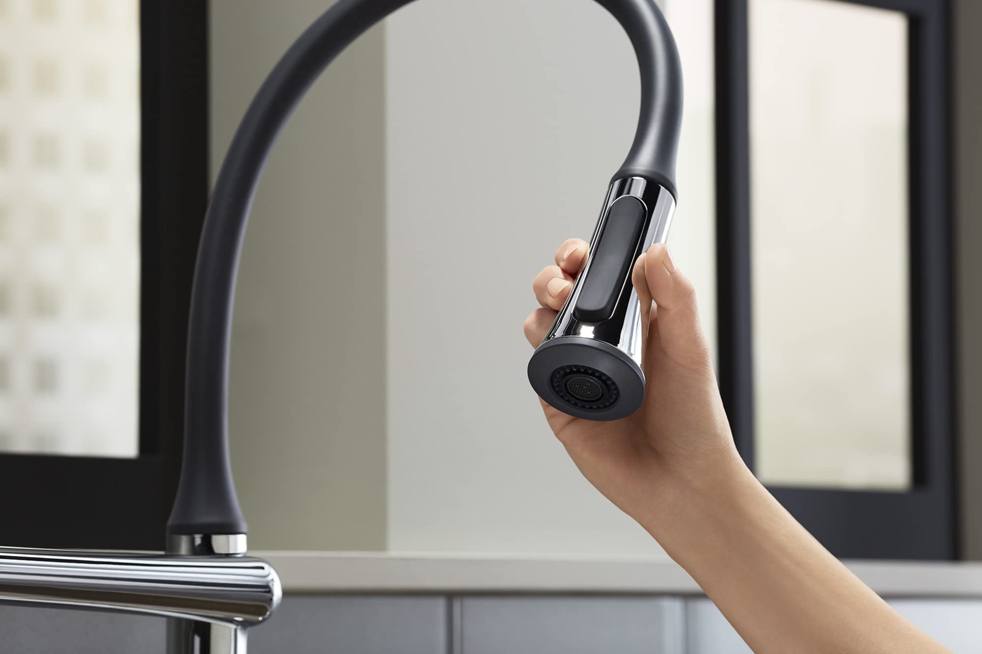 KOHLER R77764-SD-CP Arise Articulating Pull Down Kitchen Faucet with Sprayer & Soap Dispenser - Polished Chrome - Modern Kitchen Sink Faucet for Easy Dishwashing & Food Prep