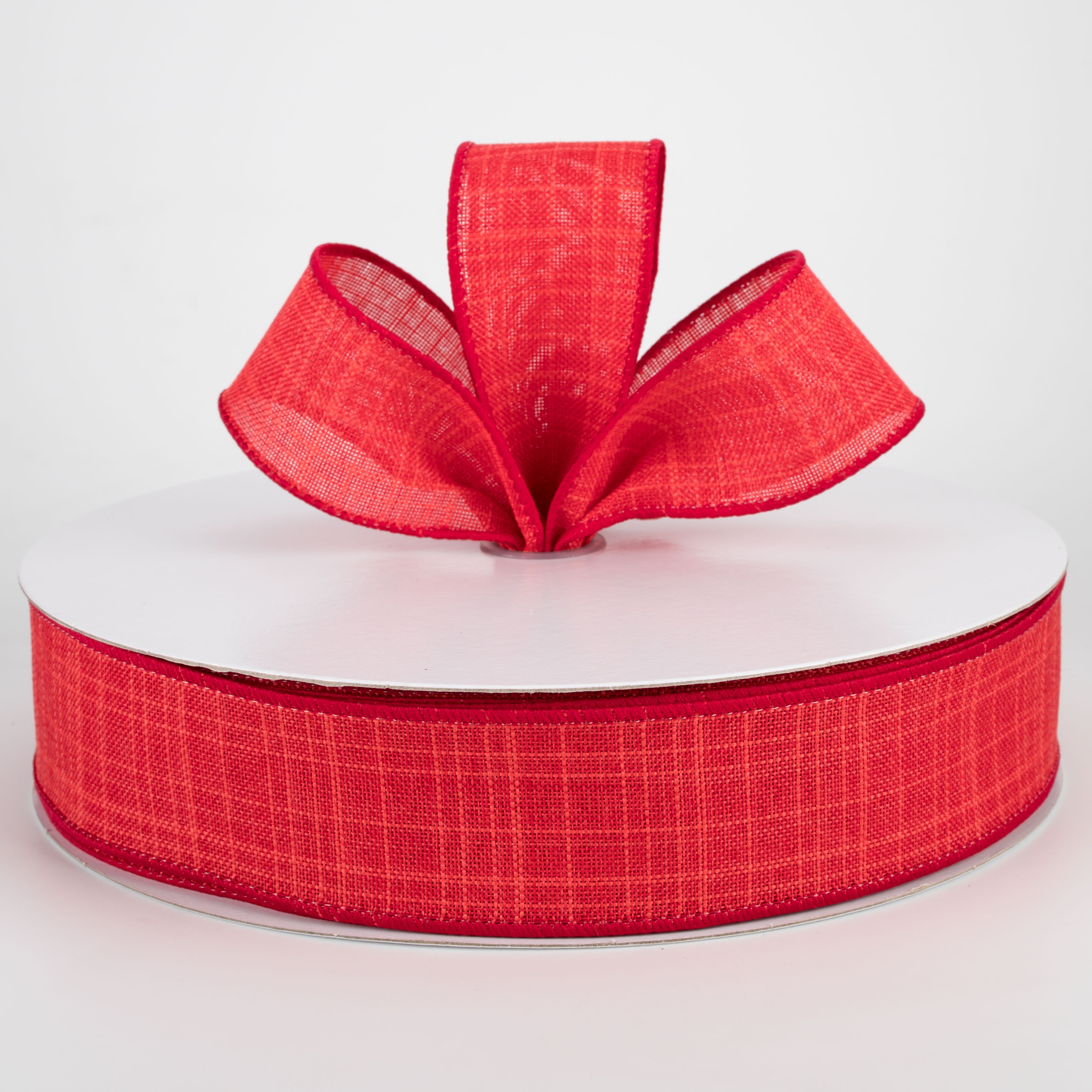 1.5 Inch Estelle Textured Linen Ribbon - Red (50 Yards) for DIY Crafts, Gift Wrapping, Wedding Decorations & Scrapbooking