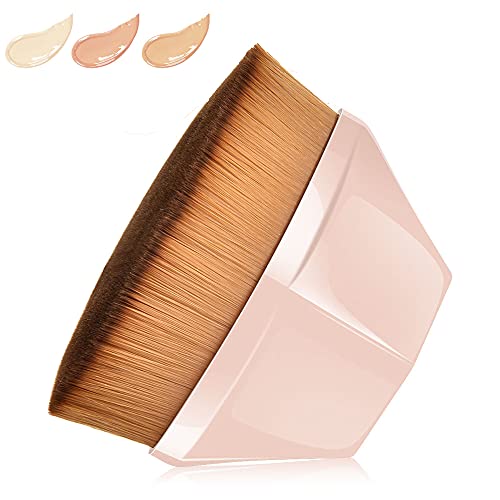 Kabuki Foundation Makeup Brush - High-Density Flat Top Face Brush for Flawless Powder Application | Perfect for Liquid, Cream & Mineral Makeup | Professional Makeup Tool for Daily Use & Travel (Pink)