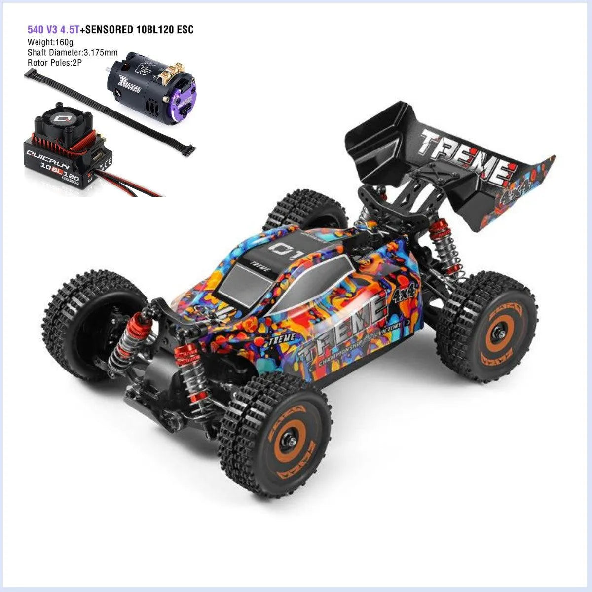 WLtoys 184016 75km/h High Speed Electric 4WD 2.4G Brushless RC Racing Car - Off Road Drifting Remote Control Vehicle for Adults & Kids | Ideal for Backyard Racing, Trail Adventures & RC Car Competitions