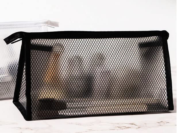 Tavish Mesh Makeup Bag - Small Zippered Cosmetic Pouch for Travel & Daily Use | Portable Toiletry Organizer for Makeup Brushes, Lipsticks & Essentials | Perfect for Gym, Vacation & On-the-Go Storage
