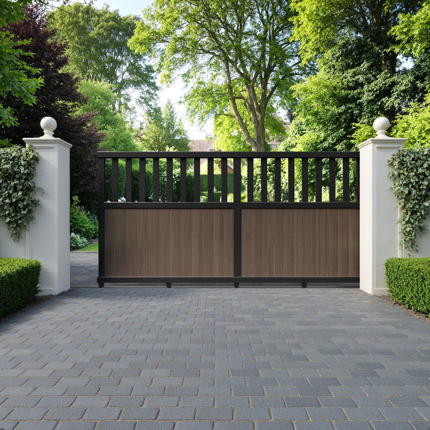 Bramble Aluminum Sliding Straight Top Driveway Gate - Heavy Duty Security Gate for Residential & Commercial Use - Perfect for Driveways, Farms, and Industrial Properties