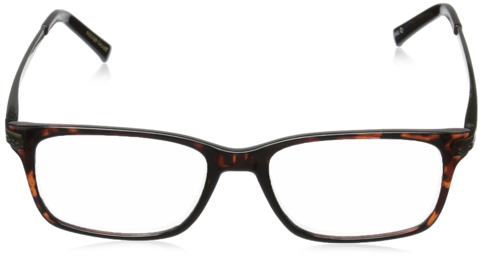 Foster Grant Men's Sullivan Square Reading Glasses +2.00 Strength – Classic Rectangular Frame for Reading, Computer & Office Use – Lightweight & Comfortable Eyewear for Men