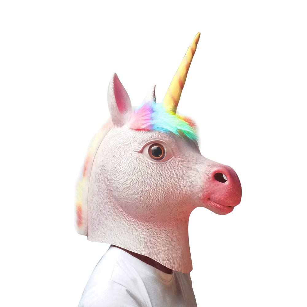 PartyHop - Unicorn Mask for Halloween & Cosplay - Rainbow Pink Animal Costume for Adults & Kids - Perfect for Costume Parties, Dress-Up, and Festive Celebrations