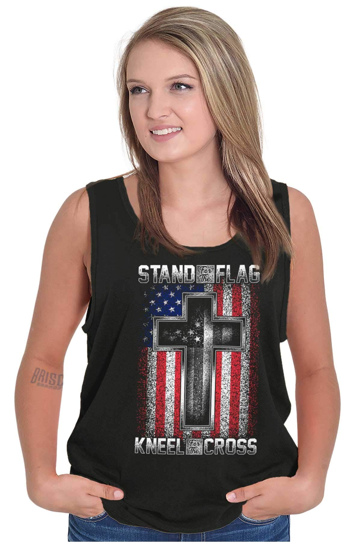 Stand for Flag Kneel The Cross Tank Top T-Shirt for Men & Women - Patriotic Casual Wear for Outdoor Events & Everyday Comfort