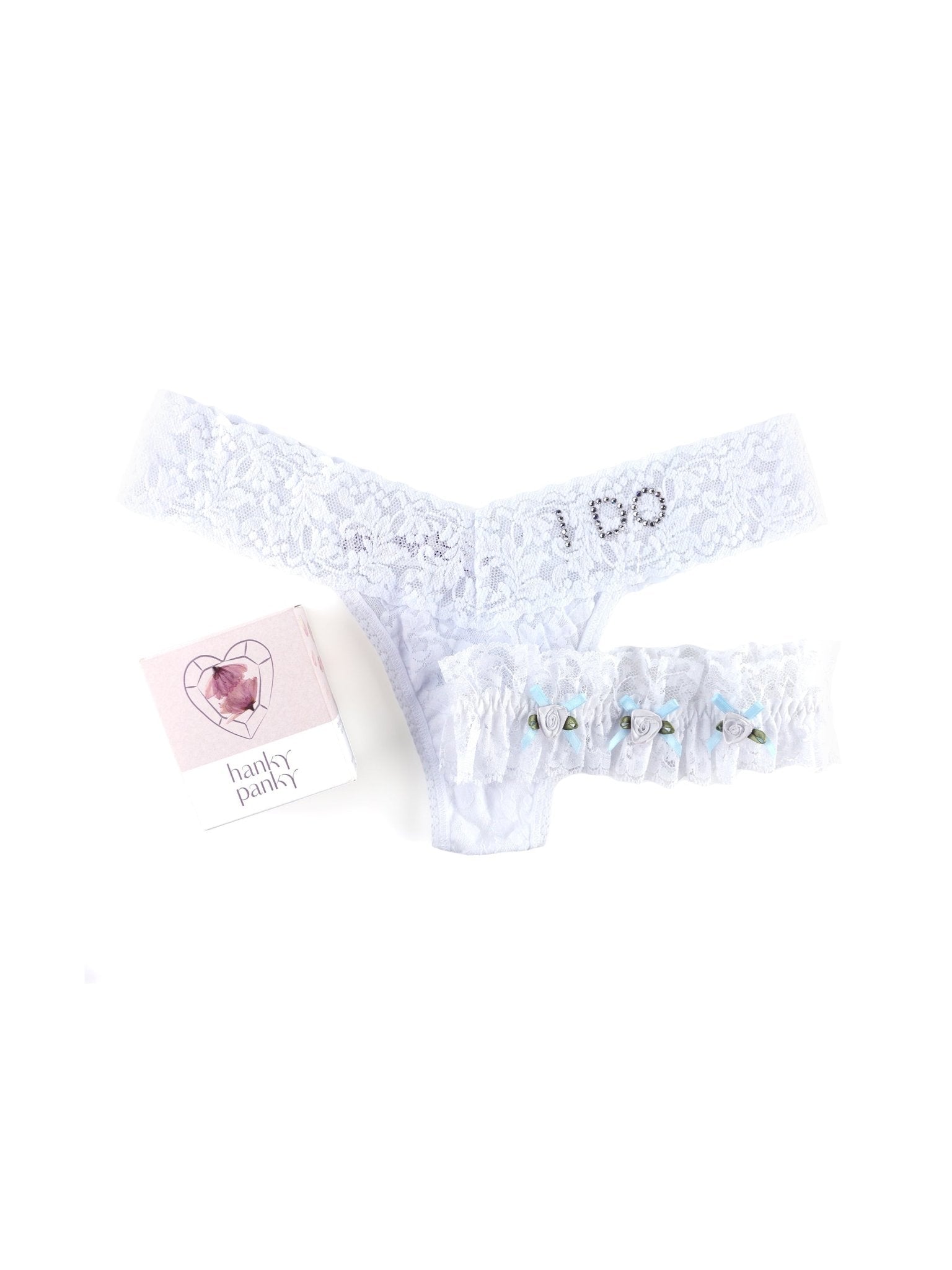 I Do Low Rise Thong & Garter Box Set - Sexy Lingerie for Women, Valentine's Gift, Bridal Shower, Anniversary Present - Perfect for Romantic Nights & Special Occasions