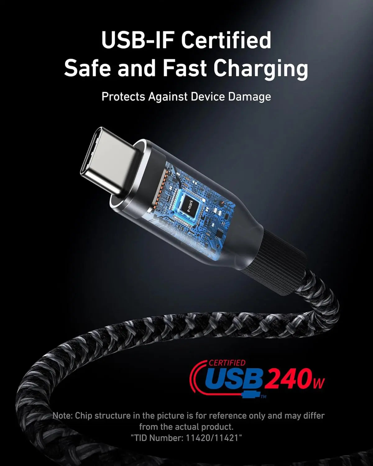 Anker Prime 240W USB C to USB C Fast Charging Cable 6ft - Nylon Braided Durable & Eco-Friendly Upcycled - Perfect for MacBook, iPhone 15, iPad, Samsung Galaxy & More