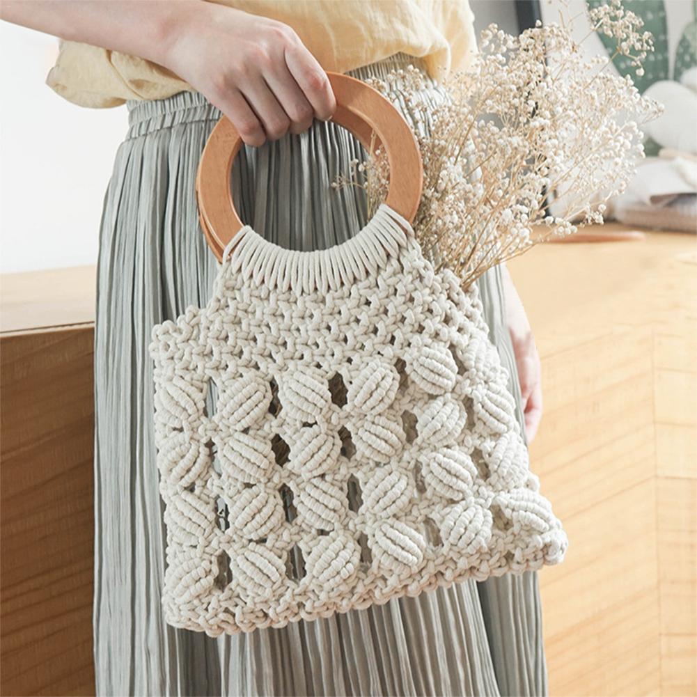Stylish Cotton Rope Straw Tote Bag for Women - Perfect for Beach, Shopping & Summer Outfits