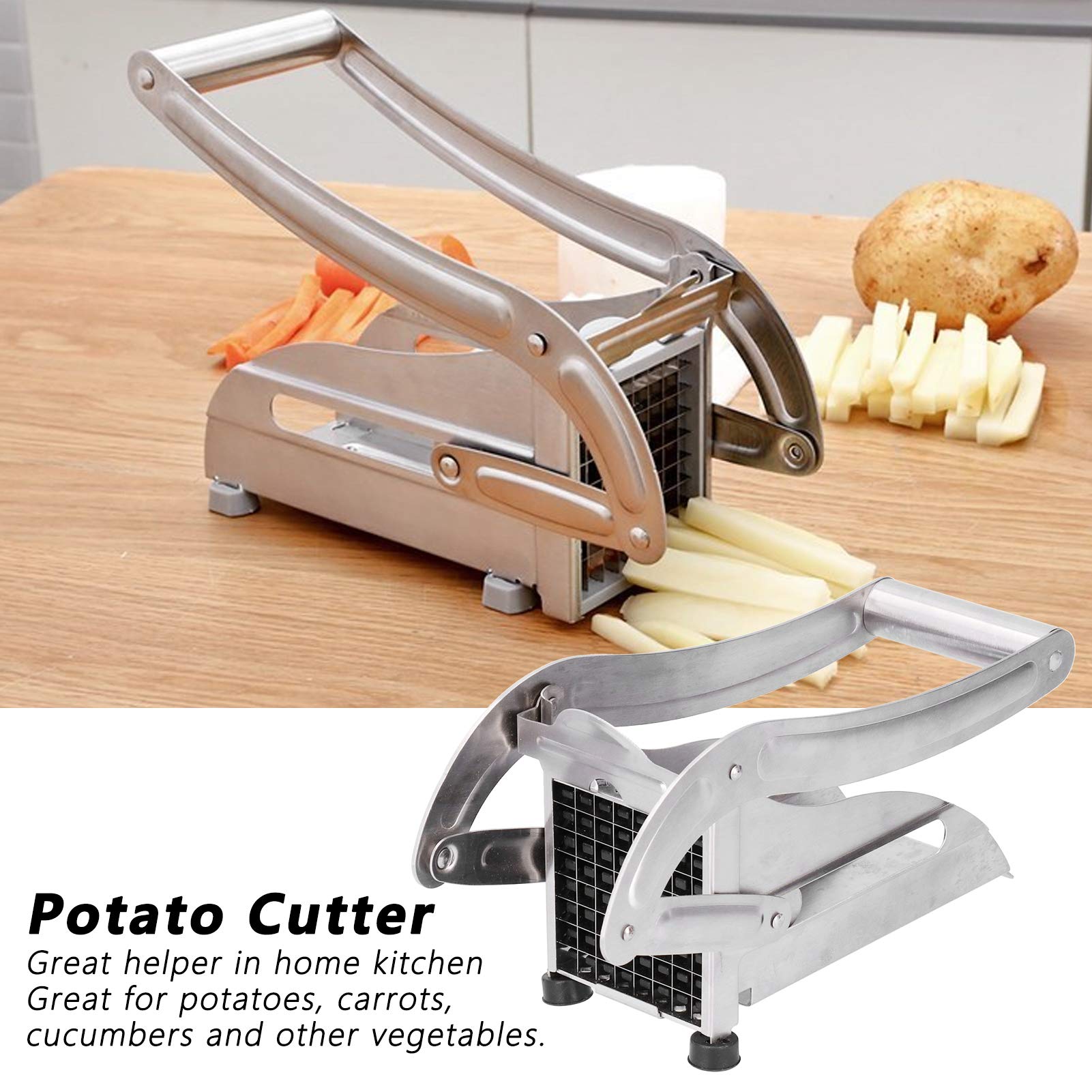 Stainless Steel Potato Cutter & French Fry Chopper - Heavy Duty Kitchen Tool for Perfect Potato Chips, Fries & Strips | Ideal for Home Cooking, Restaurants & Meal Prep