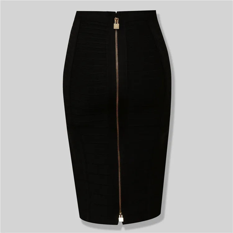 Stylish Black Red Blue Orange Zipper Bodycon Rayon Bandage Skirt for Women | Sexy Pencil Skirt for Day, Night, Party & Club Outfits | Perfect for Date Nights, Clubbing & Special Occasions
