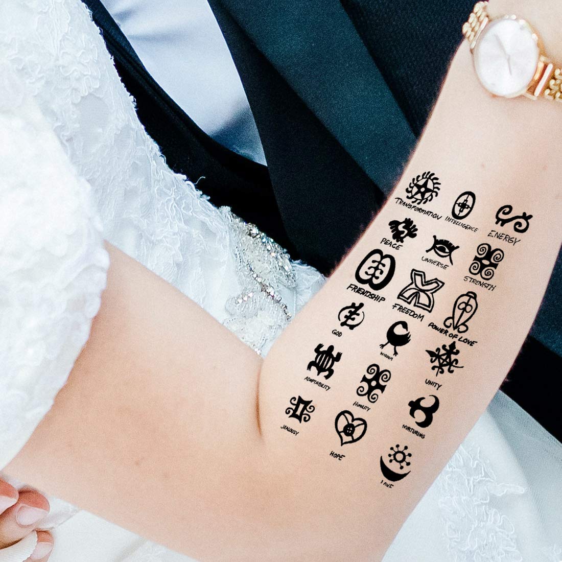 Love Freedom Hope Temporary Tattoos - 11CM x 6CM All Type Icons Body Art Stickers (V-233) for Parties, Festivals & Self-Expression