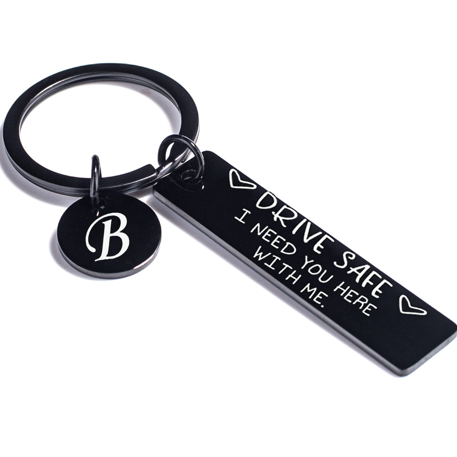 Drive Safe Keychain for Boyfriend - 'I Need You Here With Me' 26 Letters Couple Gift for Husband - Thoughtful Romantic Present for Long Distance Relationships & Safe Driving