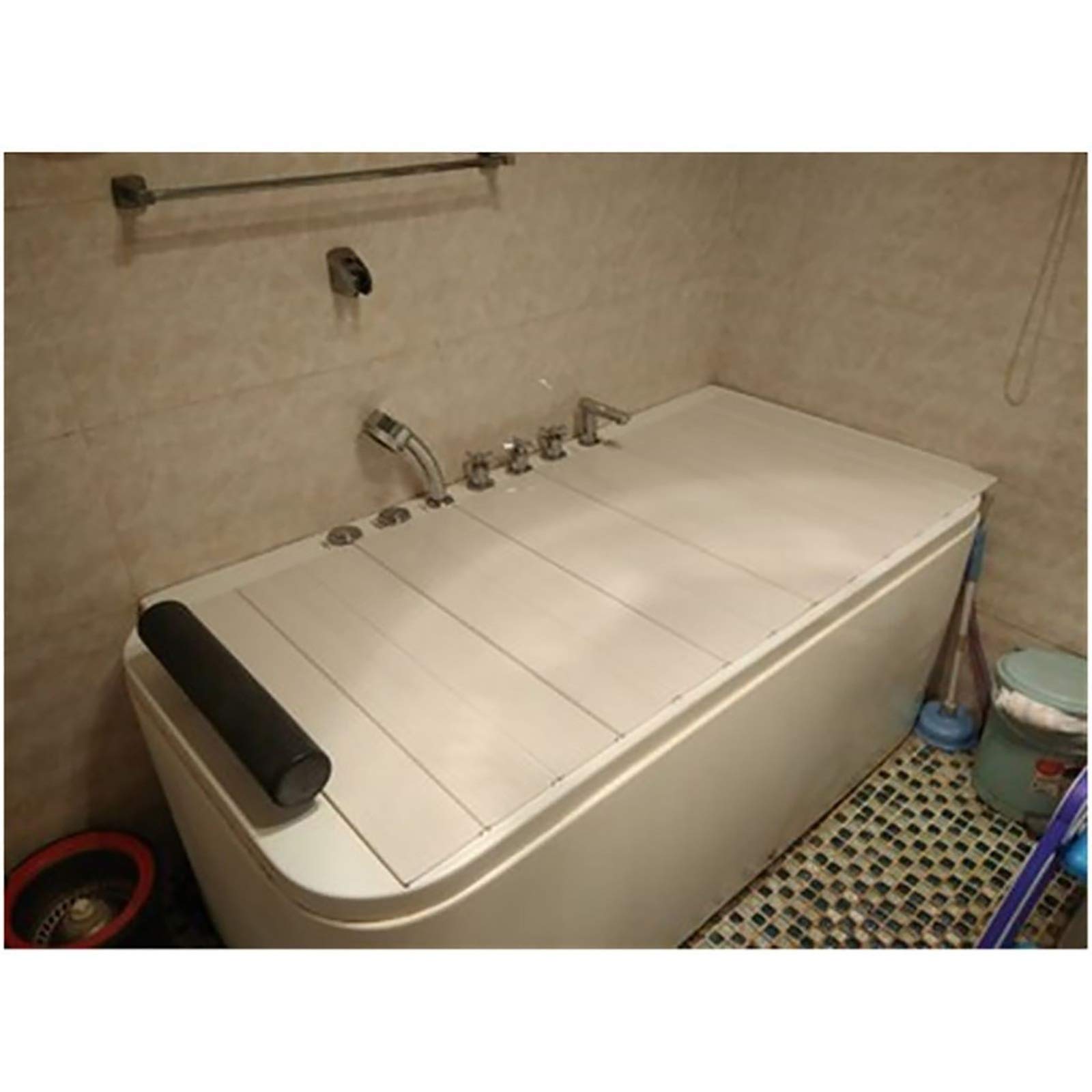 Premium White PVC Bathtub Tray & Cover - 142×70×0.6cm Foldable Dustproof Bath Lid, Insulation Board for Spa Relaxation | Perfect for Bathroom Organization & Bubble Bath Experience