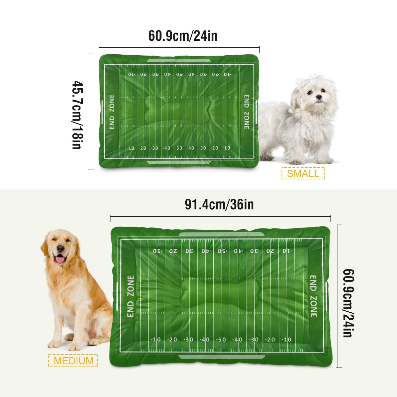 Blueangle American Football Field Design Pet Bed - Ultra Soft Comfortable Rectangle Dog Bed & Cat Bed for Small Medium Large Dogs, 36
