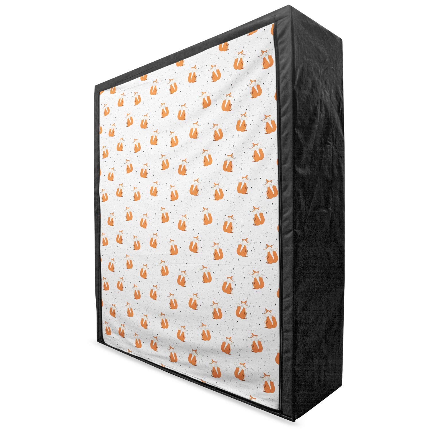 Ambesonne Fox Portable Fabric Wardrobe - Hand Painted Fox Design with Abstract Colorful Dots & Swirls, 59 Inch Clothing Organizer with Shelves, Orange Seafoam Black - Perfect for Bedroom Closet Storage, Kids Room Organization & Dorm Room Essentials