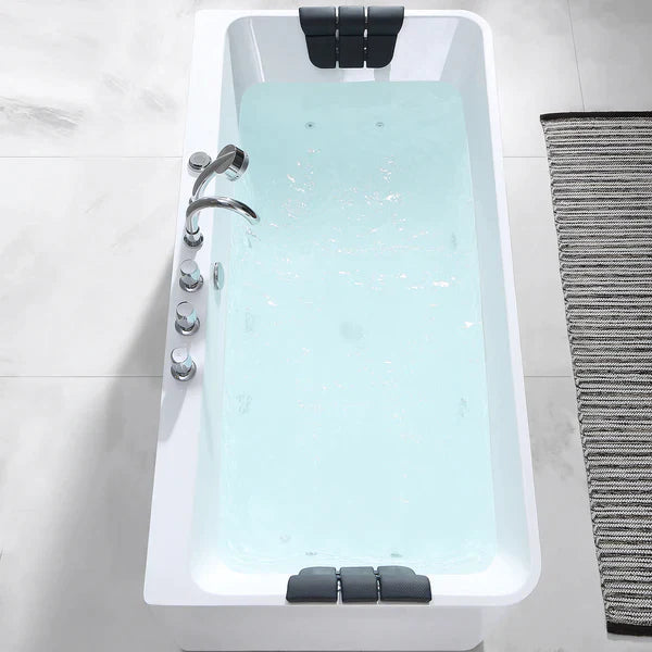 Empava 67 Inch Freestanding Hydromassage Jetted Bathtub with Air Jets - 67AIS03 Model - Perfect for Luxury Spa Experience at Home