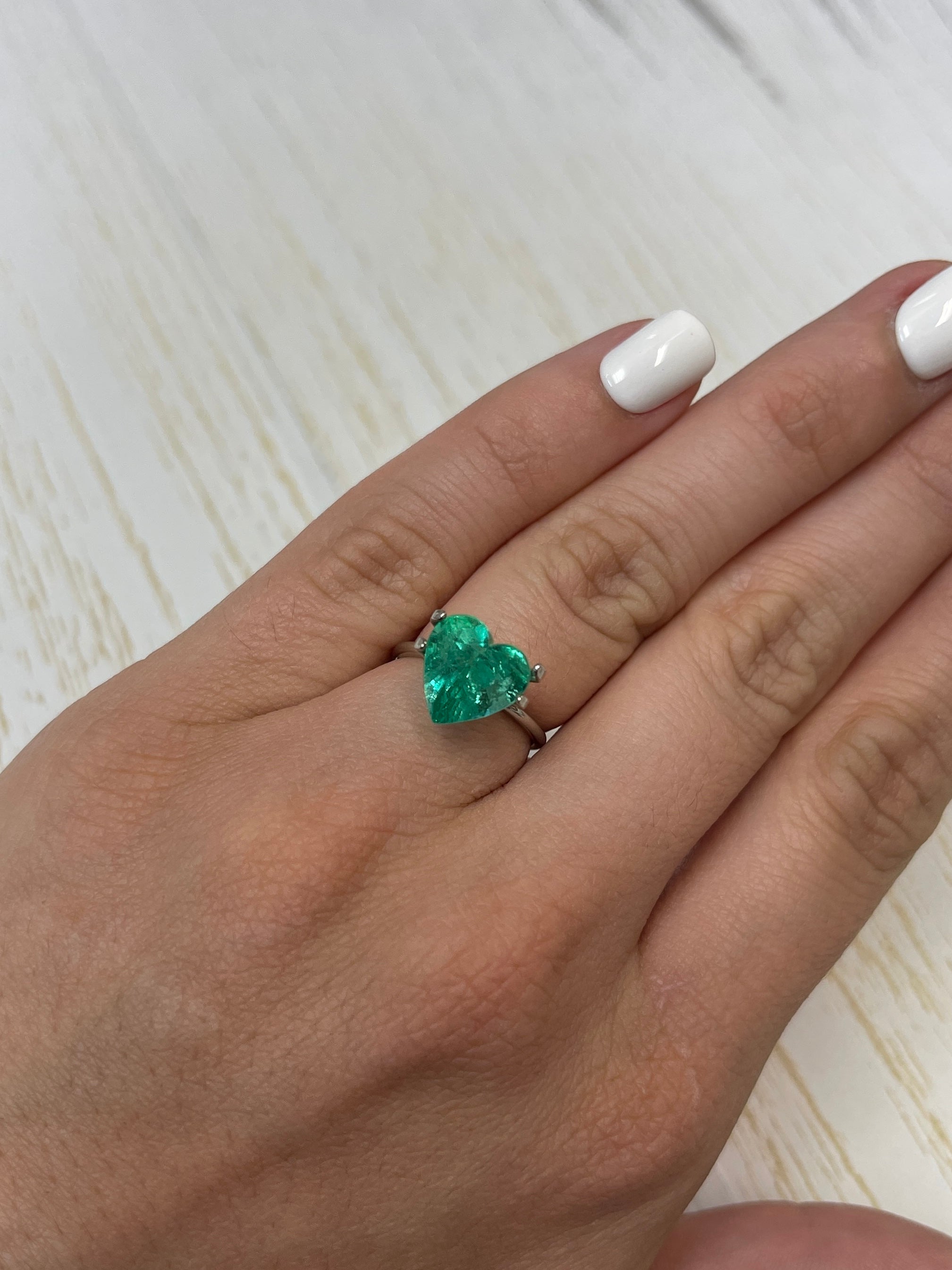 4.18 Carat 10x10mm Pastel Green Natural Loose Colombian Emerald Heart Cut Gemstone for Jewelry Making, Engagement Rings & Fine Collections