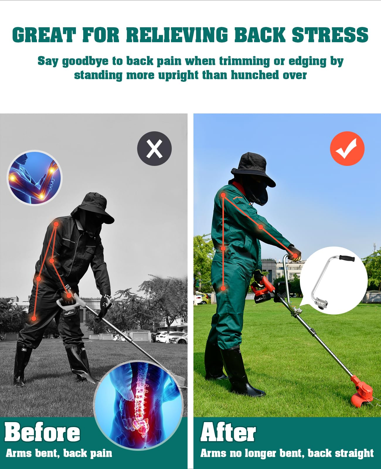 Ergonomic Lawn Trimmer Handle Grip - Durable Weed Eater Handle for Efficient Yard Trimming, Landscaping, and Lawn Care | Perfect for Home Gardens and Professional Use