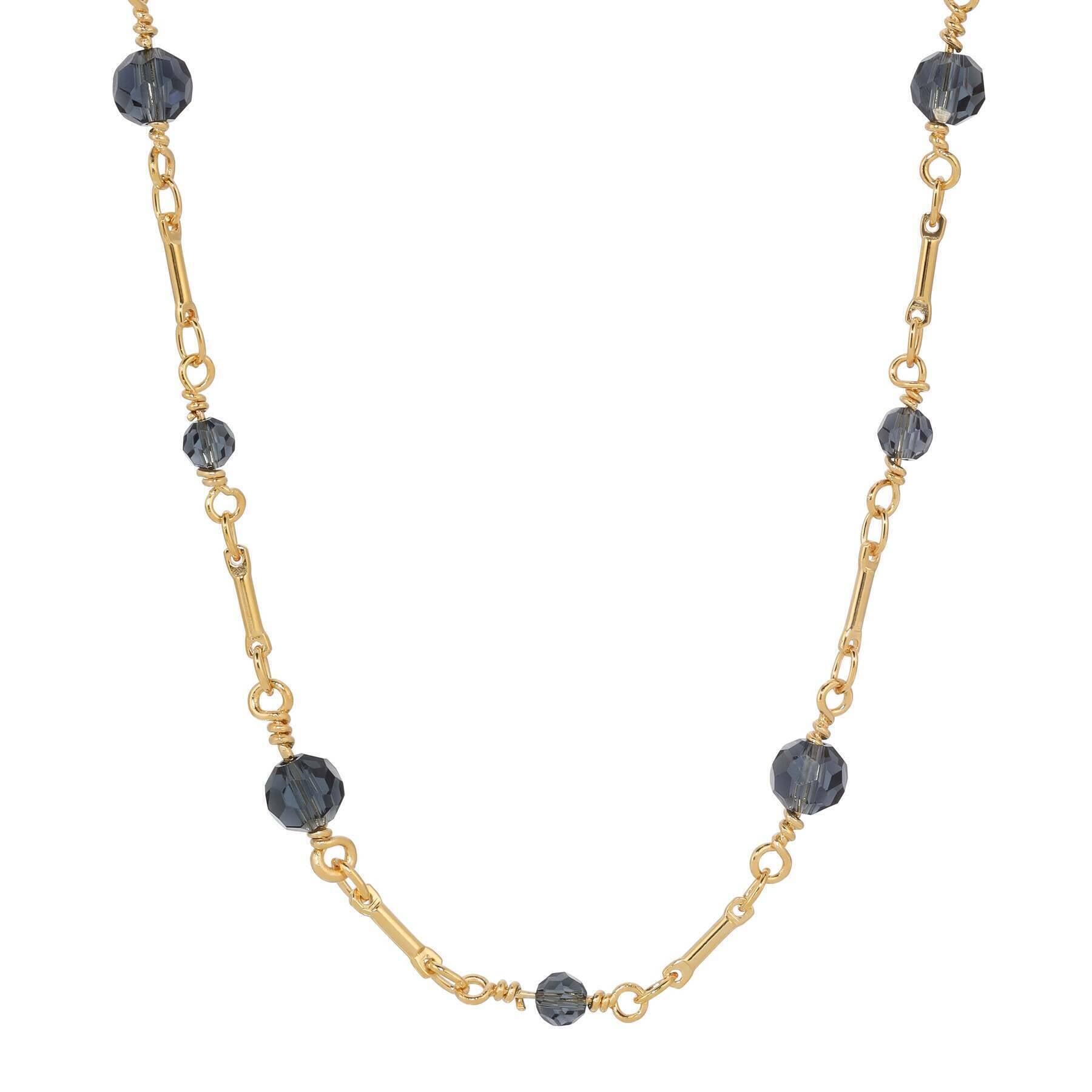 Celestial Grace Glass Beaded Chain Necklace - 16 Inch Vintage 1928 Jewelry for Women, Perfect for Weddings, Parties & Evening Events