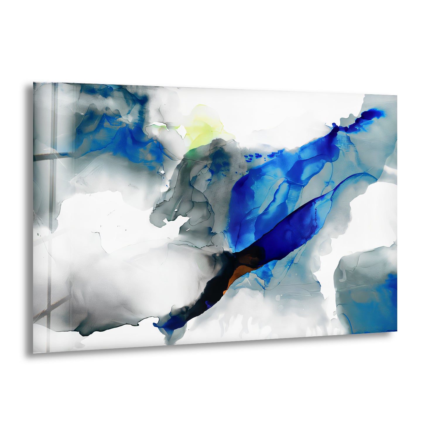 Azure Drift - Modern Abstract Blue Glass Wall Art Decor for Living Room, Bedroom & Office | Handmade Contemporary Artwork for Home & Office Interior Design