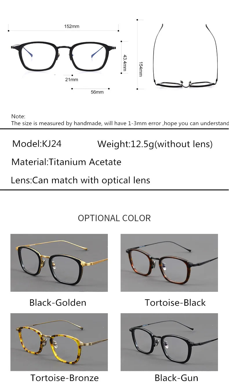 Stylish Aimee Unisex Full Rim Big Square Titanium Acetate Eyeglasses 94224 - Trendy Lightweight Frames for Work, Reading & Fashion