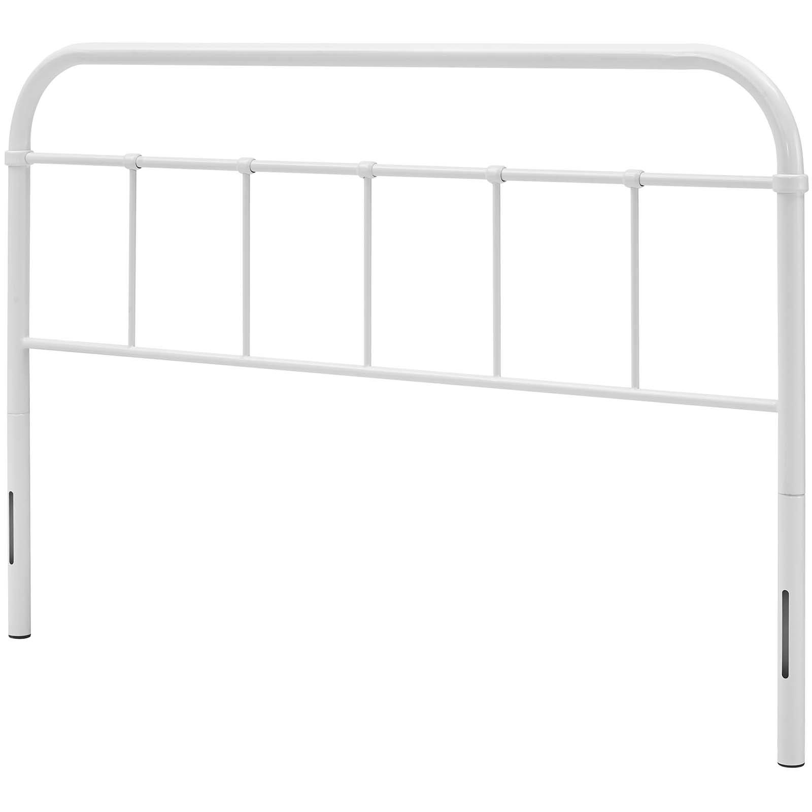 Modern Contemporary Urban Design Queen Size Bed Headboard - White Metal Steel Frame for Stylish Bedroom Decor | Perfect for Urban Apartments & Master Bedrooms