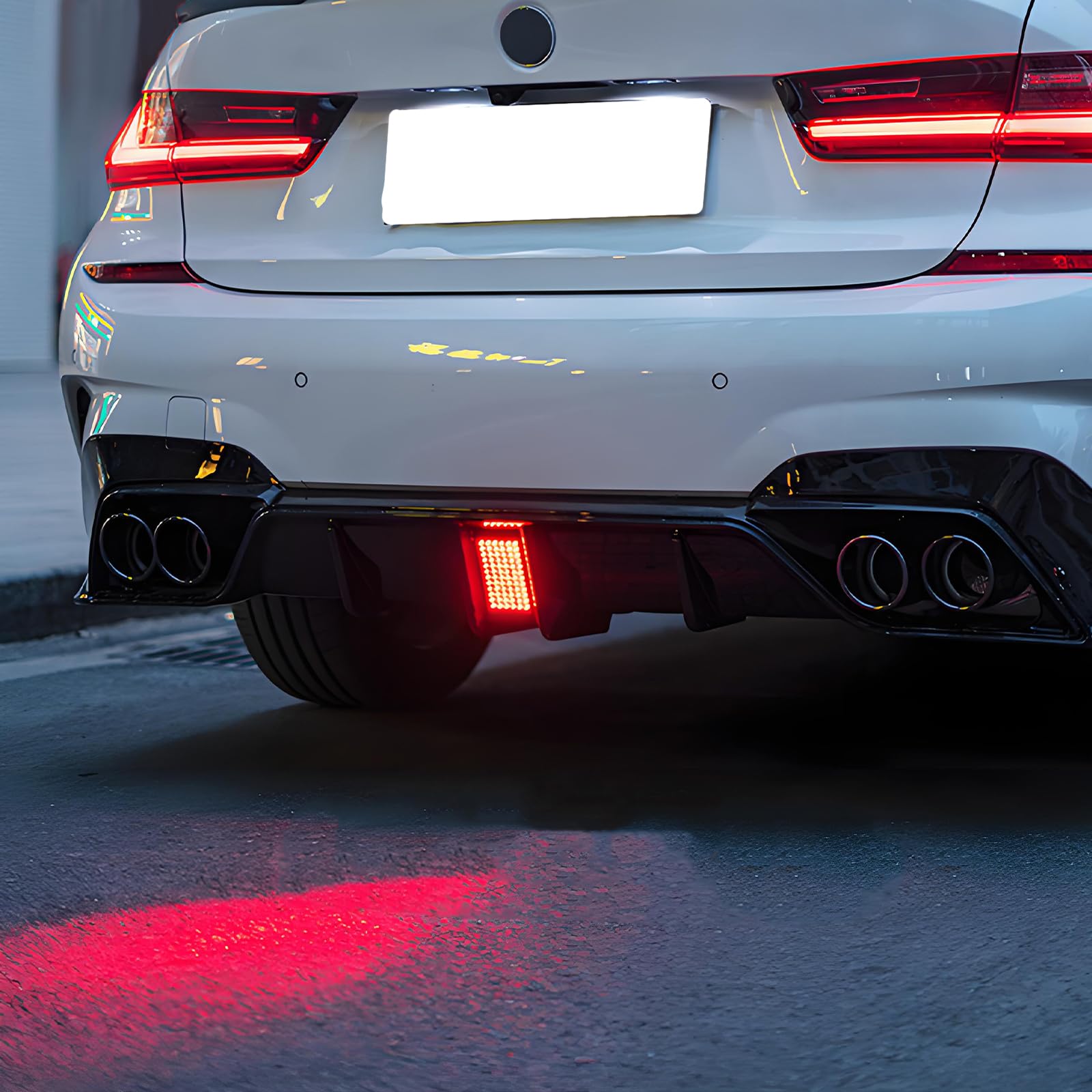 High-Performance Glossy Black Rear Bumper Diffuser for BMW 3 Series G20 M Sport (2019-2022) - Compatible with 330i, 330e & M340i xDrive Models - LED Light Enhancement - Perfect for Car Upgrades & Sporty Styling