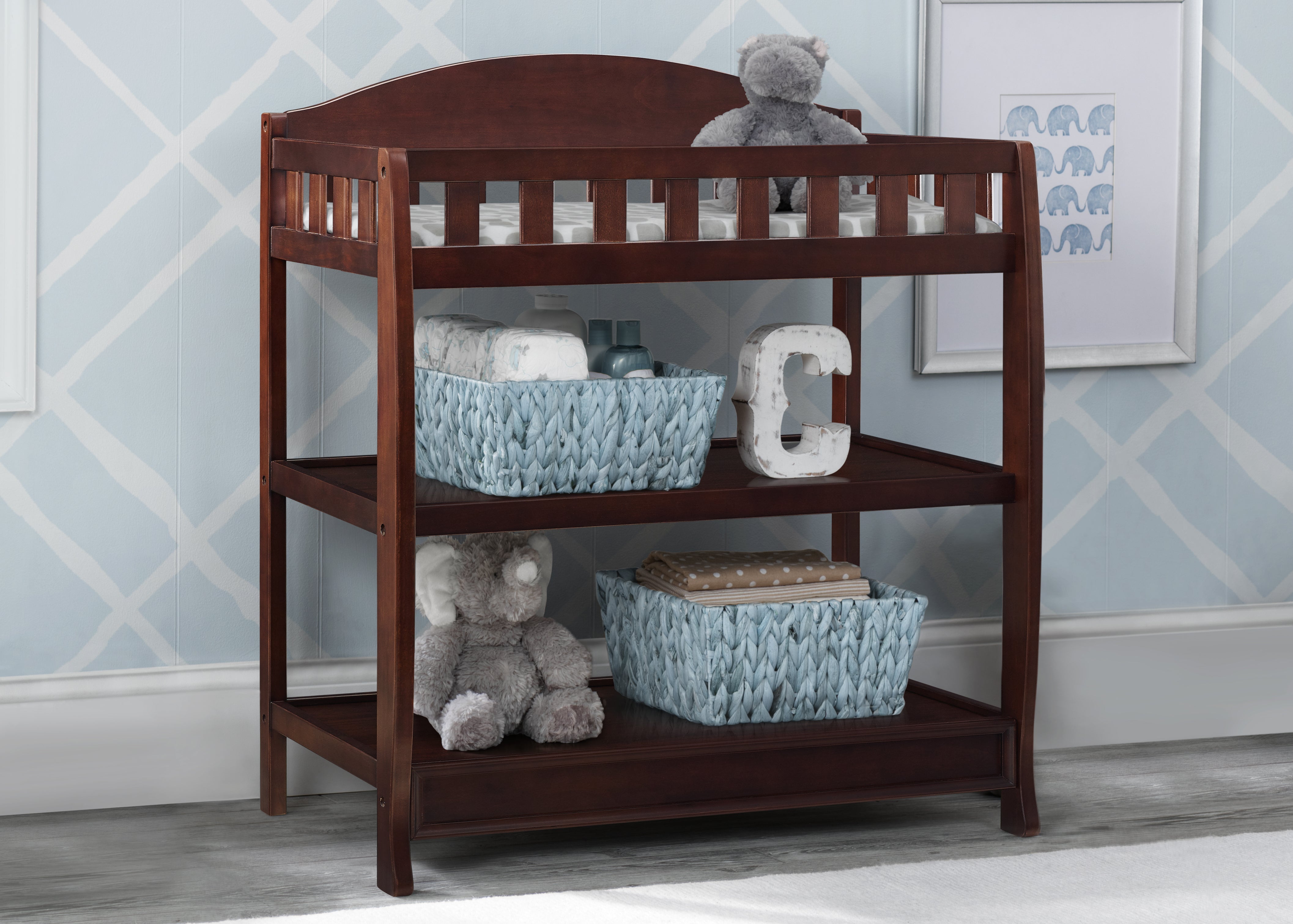 Wilmington Baby Changing Table with Soft Pad - Perfect for Nursery, Bedroom & Diaper Changing Station - Safe & Sturdy for Newborns & Toddlers