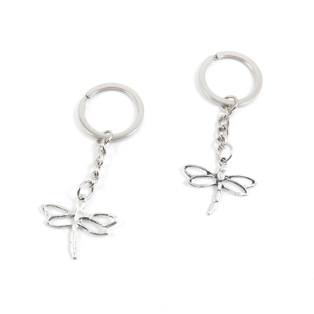 80Pcs Bulk Keychain Charms - Dragonfly Key Rings for Jewelry Making, DIY Crafts, Car & Door Keys - Wholesale Keytags for Gifts, Party Favors & Accessories