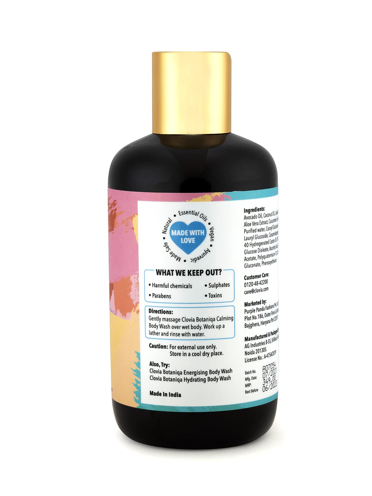 Clovia Botaniqa Natural Ingredient Body Wash for Dry & Sensitive Skin - Soothing & Calming Shower Gel with Plant Extracts | Perfect for Relaxing Bath & Stress Relief