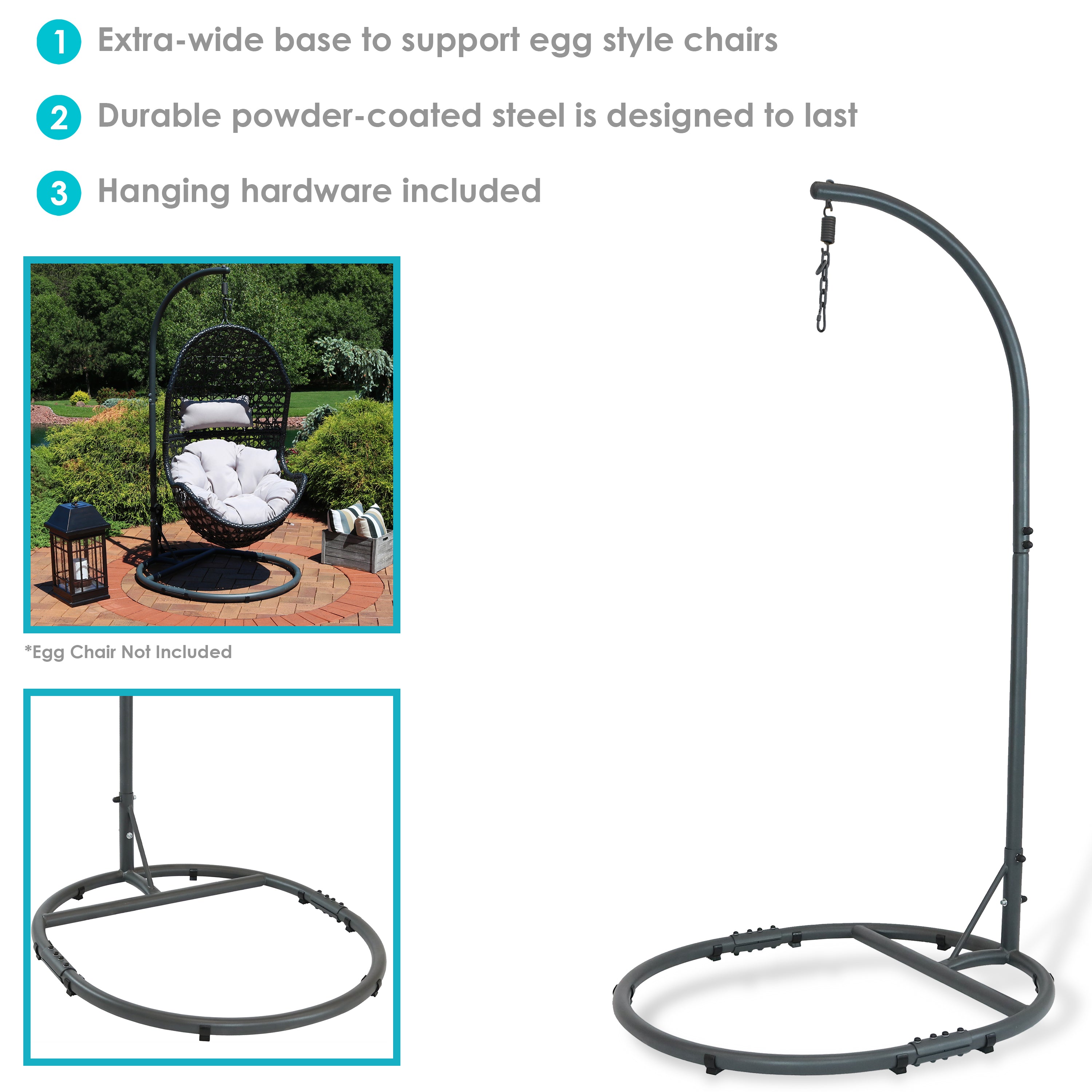 Sunnydaze Extra Wide Round Base Egg Chair Stand - 76