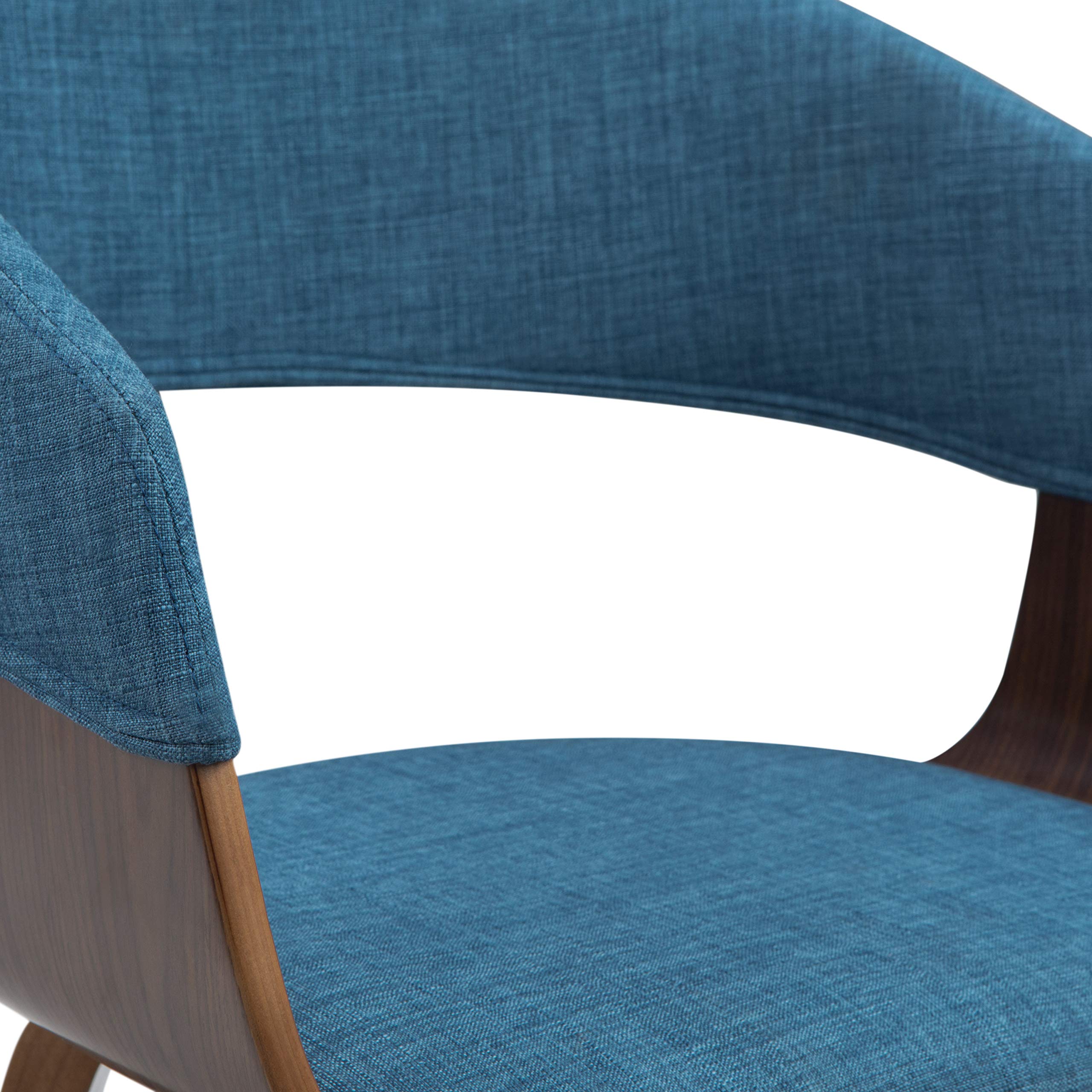 SIMPLIHOME Lowell Dining Chair - Blue Linen Fabric Upholstered, Bentwood Frame with Walnut Finish, 21.1