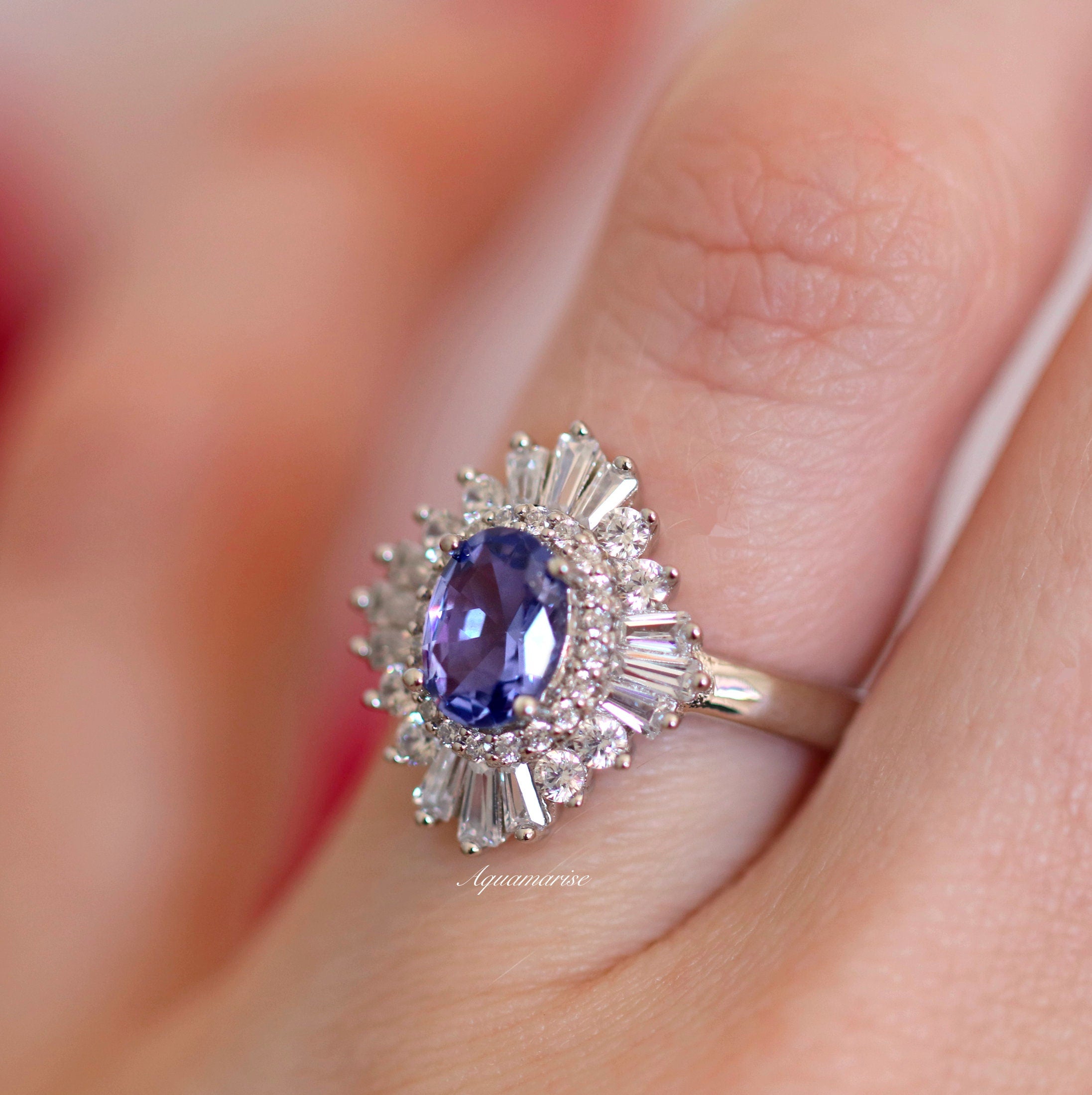 Victoria Tanzanite Ring Sterling Silver – Elegant Tanzanite Jewelry for Women, Perfect for Weddings, Anniversaries & Special Occasions