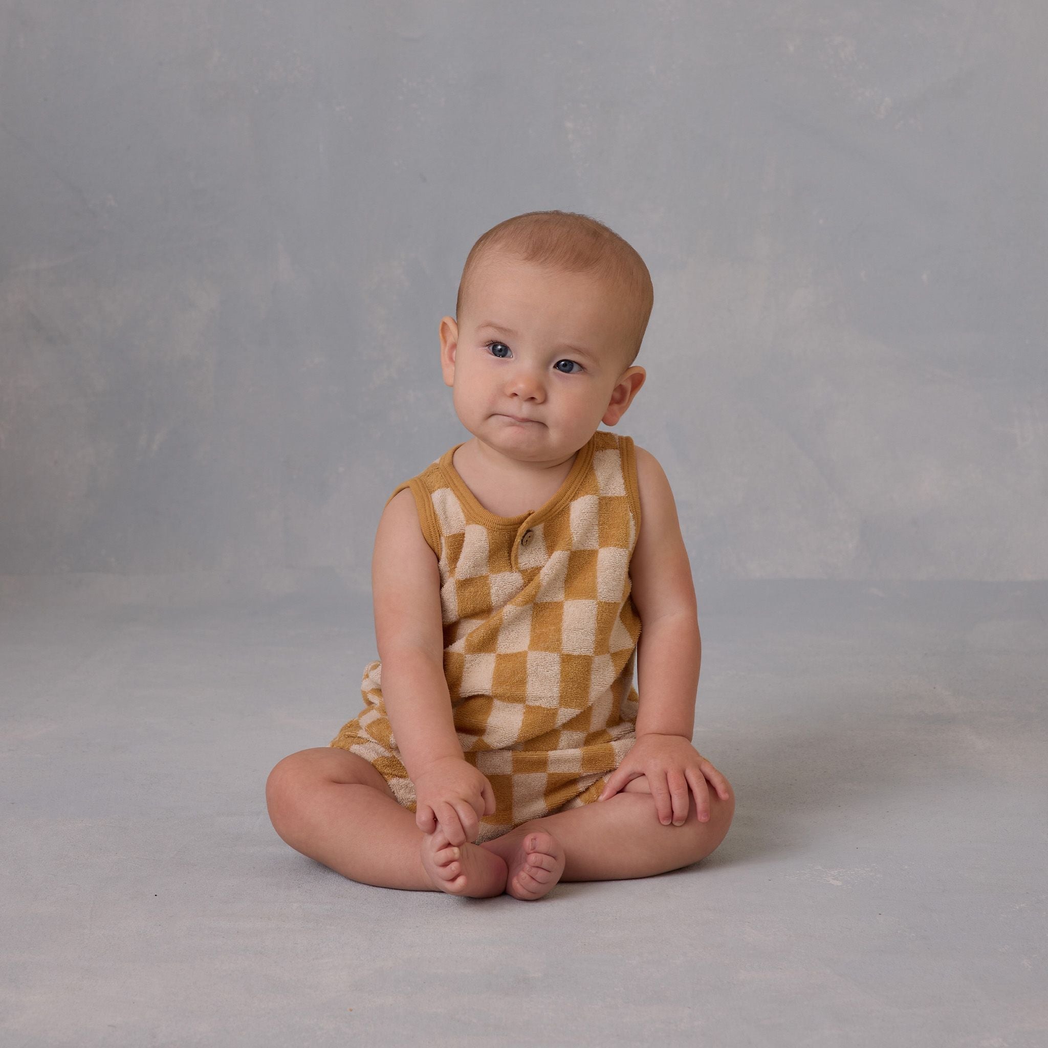 Marigold Check Baby Tank Top Set - Soft Cotton Newborn & Infant Outfit for Summer - Perfect for Playdates, Beach Trips & Family Photos