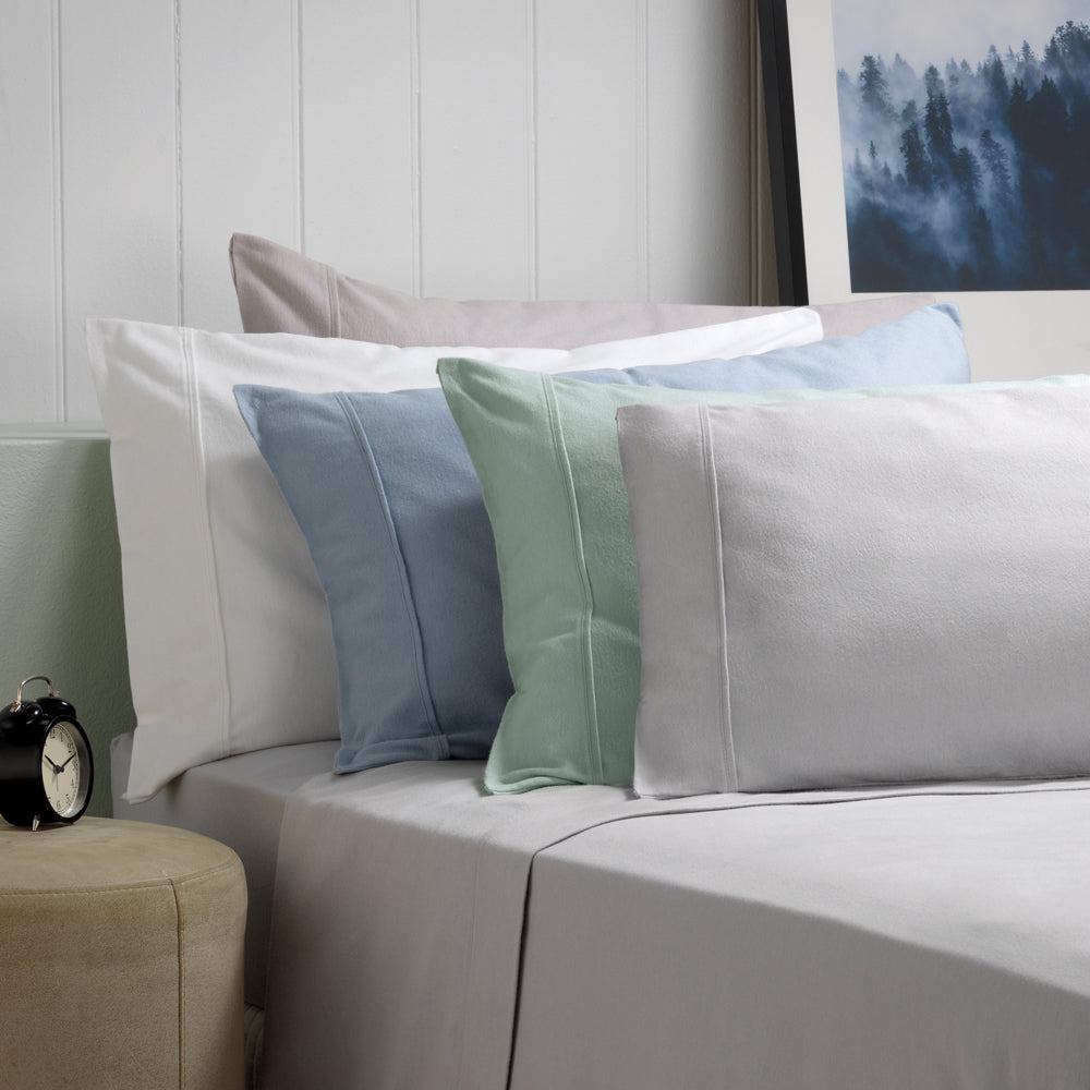 Premium 100% Cotton Flannelette Sheet Set - Split King Size (50cm) | Soft & Breathable Sage Green Bedding for Cozy Winter Nights & Guest Room Comfort