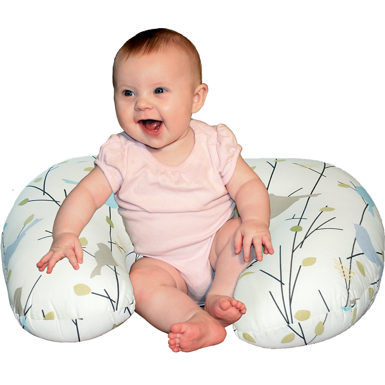 Baby Sitter Nursing and Play Cushion - Soft Earth Tone Bird Design for Newborns & Infants | Perfect for Breastfeeding, Tummy Time & Play
