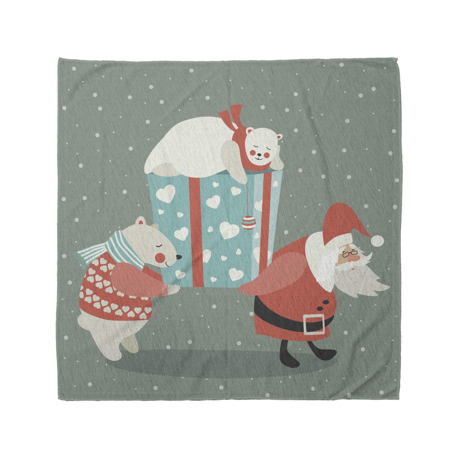Ambesonne Christmas Bandana - Santa Bear Carrying Gift, Unisex Head & Neck Scarf for Holiday Parties, Festive Outfits & Christmas Photo Props