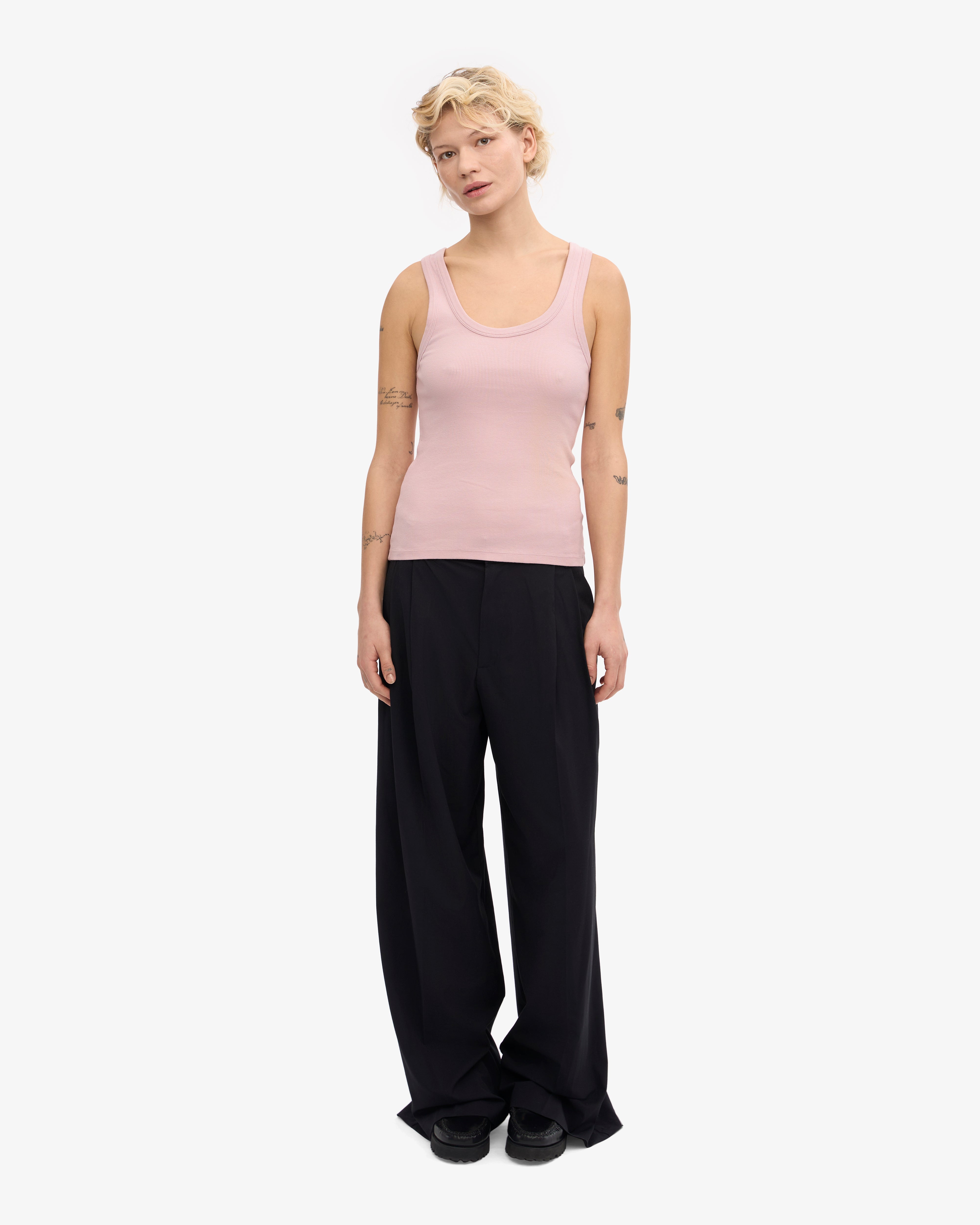 Organic Cotton Ribbed Tank Top for Women - Faded Pink | Soft & Breathable Summer Casual Wear