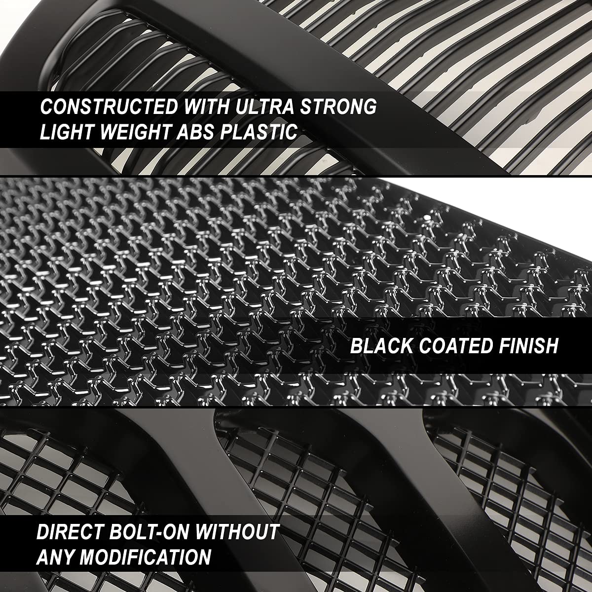 3D LED DRL Headlights & Grille Set for Ford F250-F550 05-07 - Black for Off-Road & Custom Builds