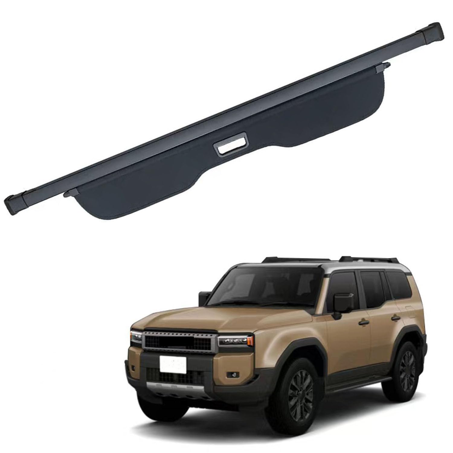 2024-2025 Toyota Land Cruiser Prado J250 Retractable Cargo Cover - Black Rear Trunk Luggage Security Shade Shield (1 Set) | Perfect for Road Trips, Camping & Vehicle Storage Protection