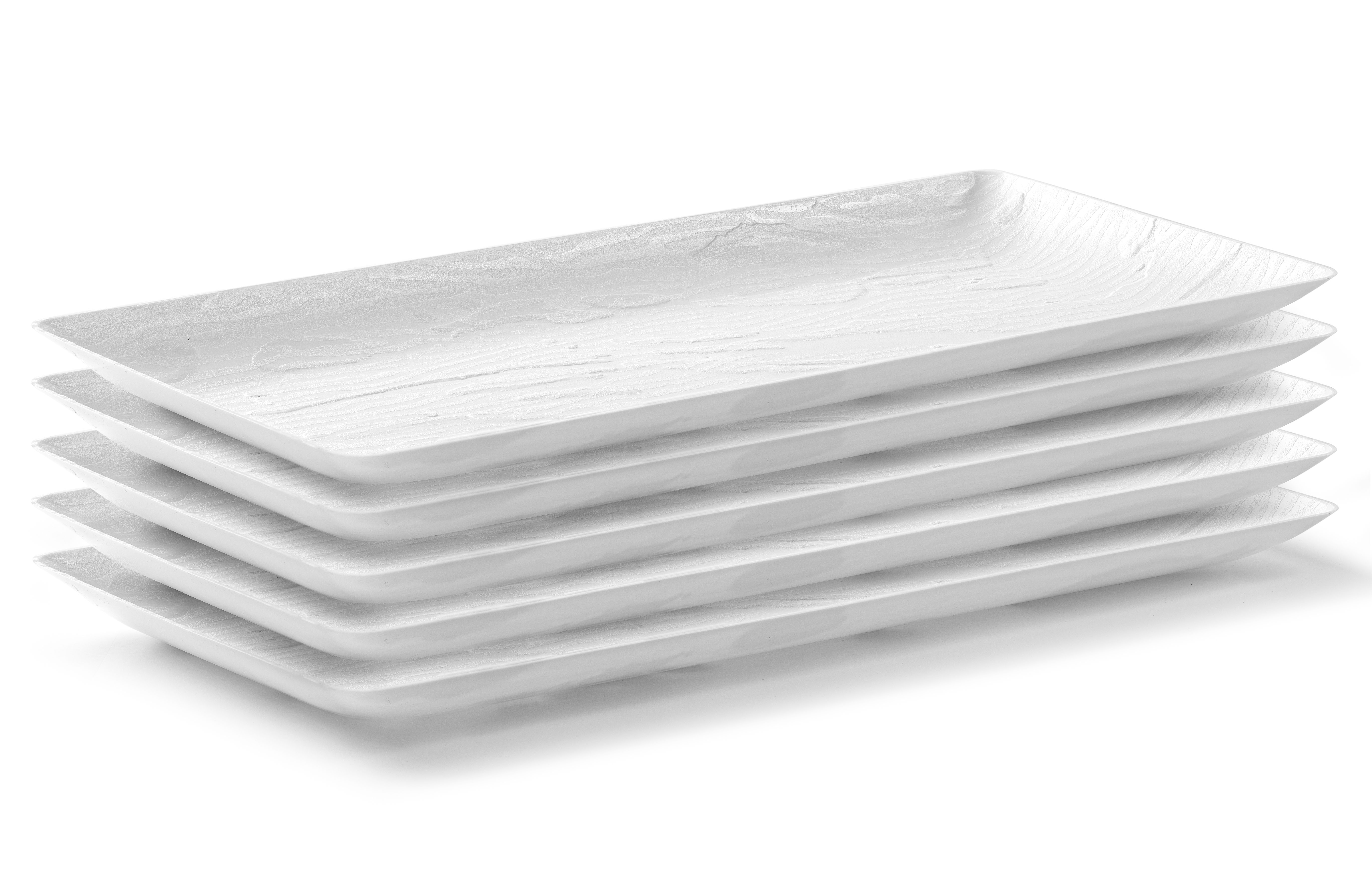 6.25 x 14 Inch White Rectangle Serving Trays - Set of 5 - Perfect for Party Platters, Breakfast in Bed, and Home Decor