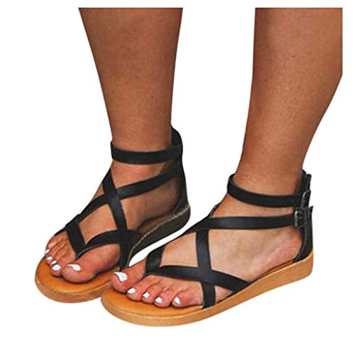 Ulanda Women's Summer Roman Sandals - Comfortable Flat Open Toe Sandals with Breathable Design & Adjustable Buckle Strap | Perfect for Beach, Vacation, and Casual Outings
