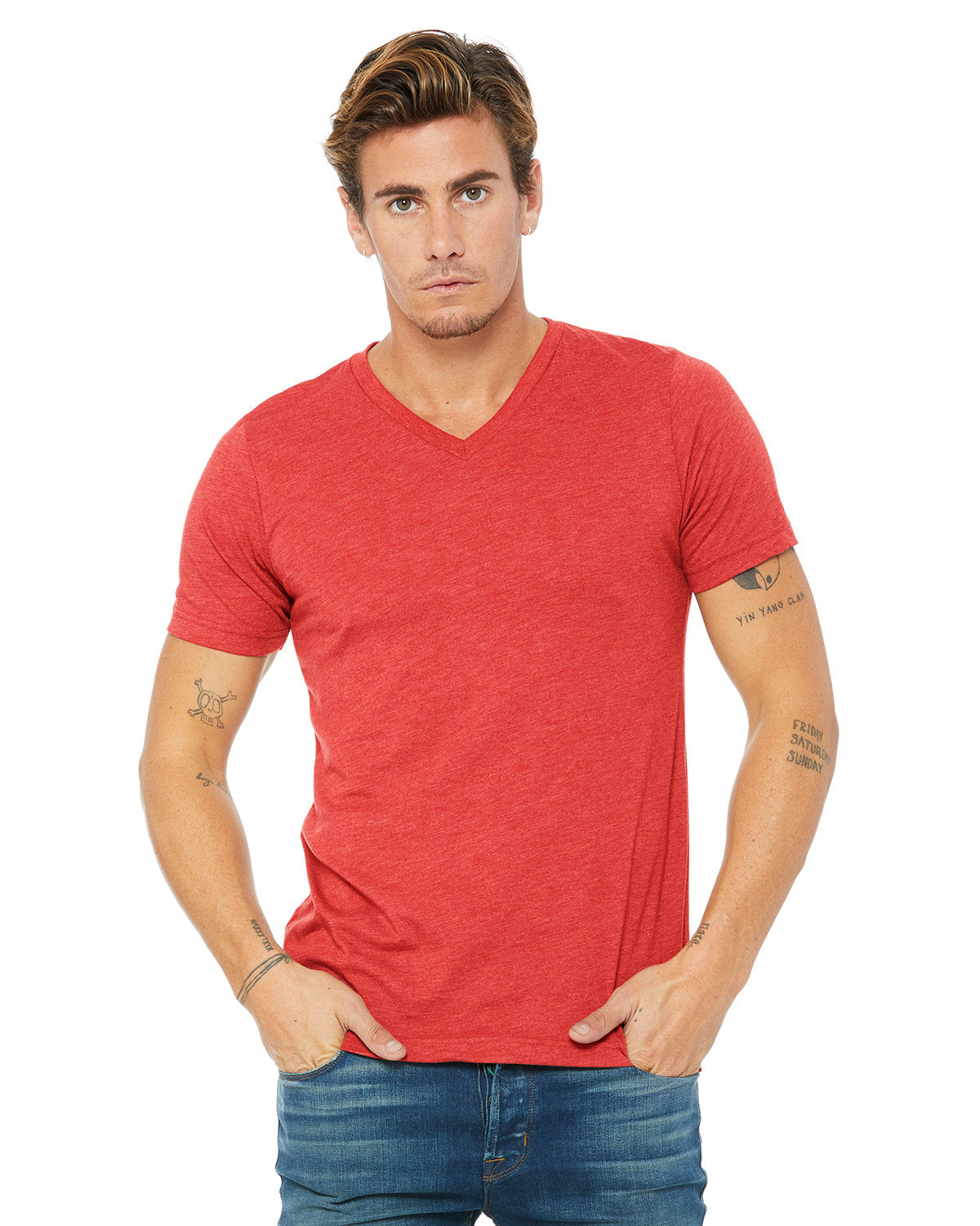 Bella + Canvas 3415C Unisex Triblend V-Neck T-Shirt - Soft Comfortable Tee for Men & Women - Perfect for Casual Wear, Gym, and Everyday Outfits